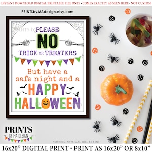 No Trick or Treaters Sign, Halloween Front Door Sign, Yard Sign ...
