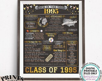 Class of 1995 Reunion Decoration, Back in the Year 1995 Poster Board, Flashback to 1995 High School Reunion, PRINTABLE 16x20” Sign <ID>