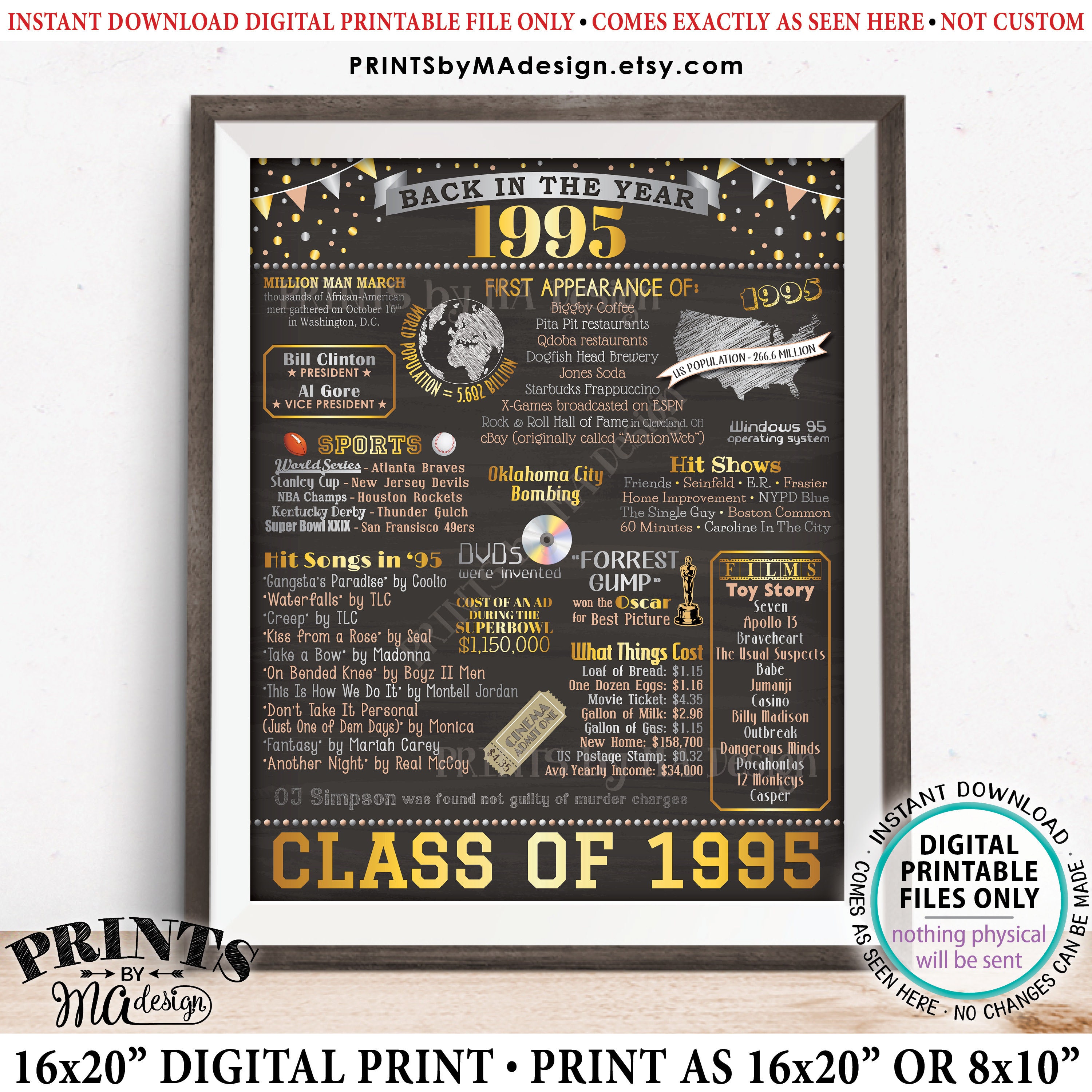 Class Of 1995 Reunion Decoration Back In The Year 1995 Poster