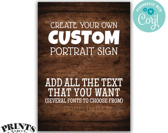 Editable Dark Brown Rustic Wood Style Sign, Choose Your Text, One Custom PRINTABLE 5x7” Portrait Sign <Edit Yourself with Corjl>
