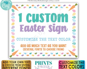 Editable Easter Sign, Easter Eggs & Jelly Beans, Choose Your Text, One Custom PRINTABLE 8x10/16x20” Landscape Sign <Edit Yourself w/Corjl>