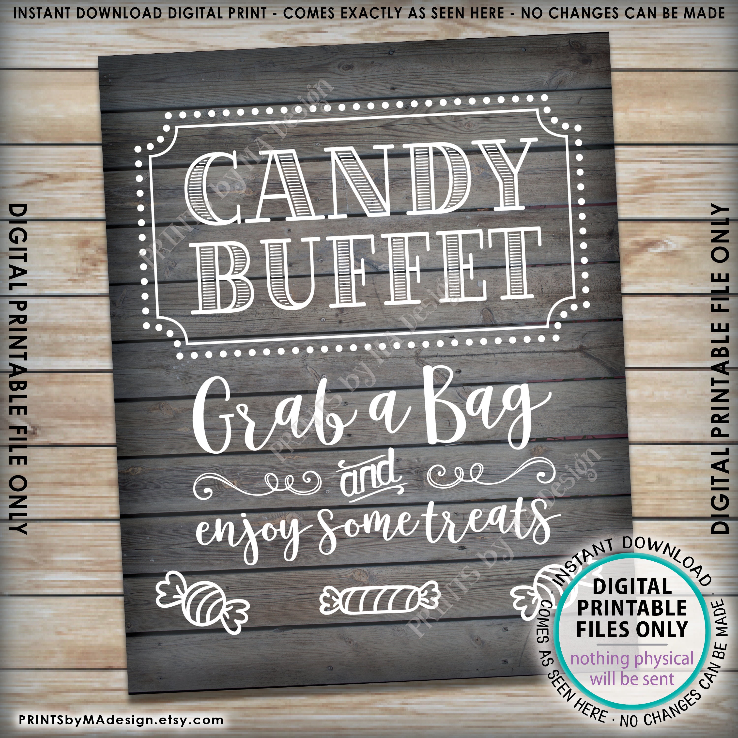 Candy Buffet Sign Grab A Bag Enjoy Some Treats Sign Candy Bar 