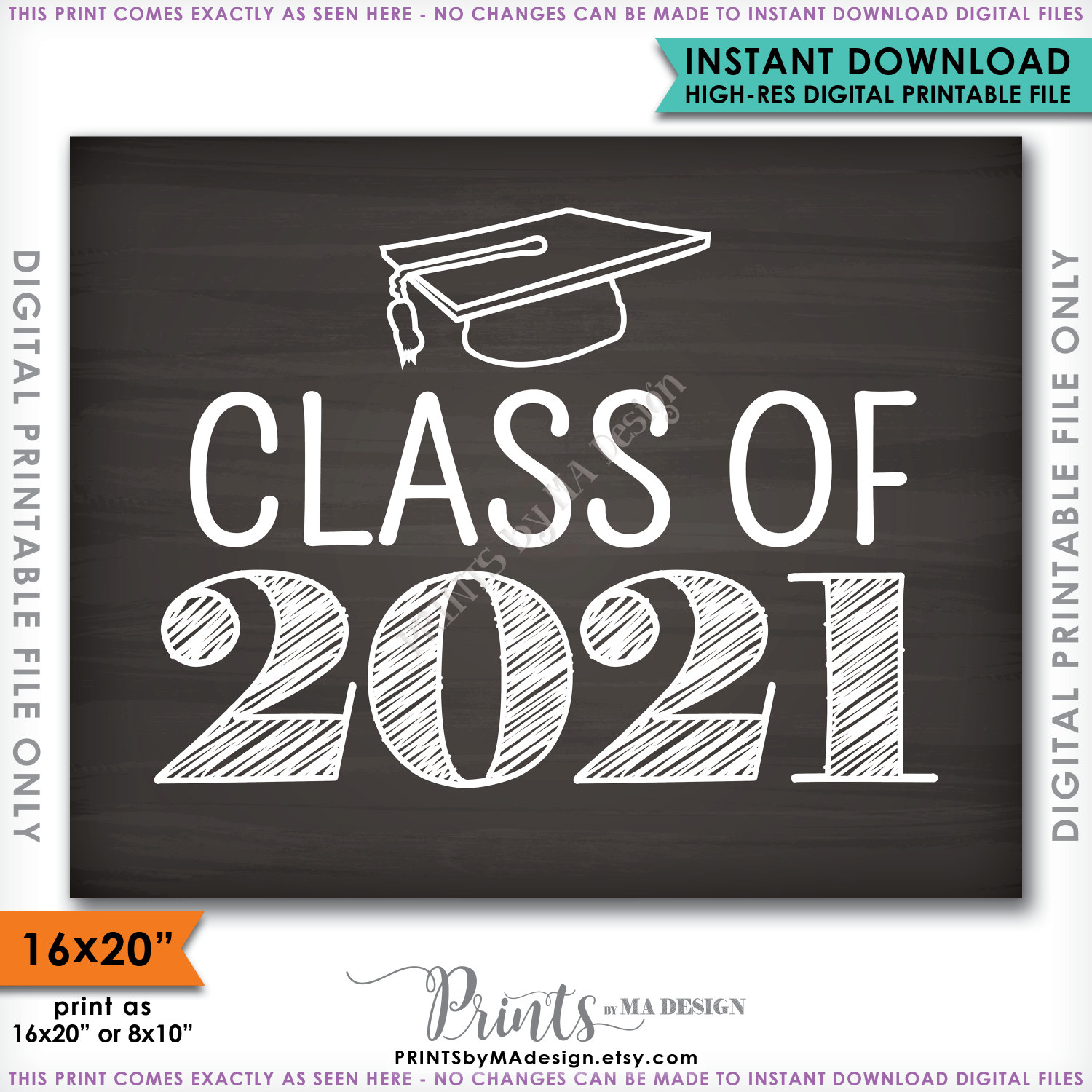 Class of 2021 Sign, Grad Party High School 2021 Grad ...