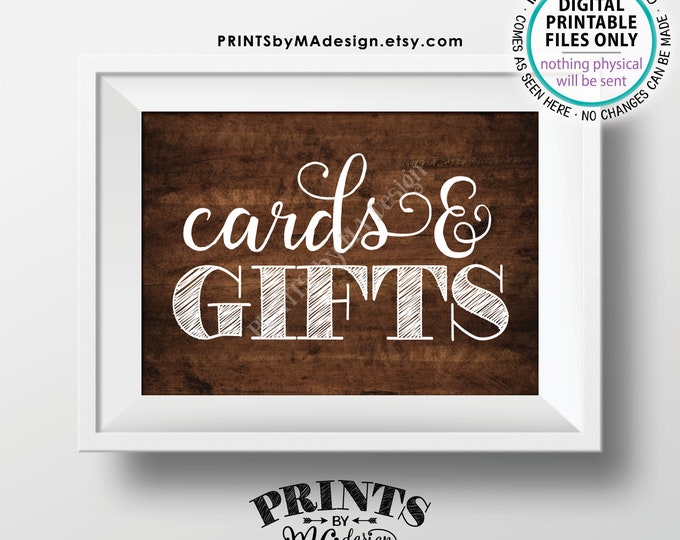 Cards and Gifts Sign, Gifts Table, Gifts and Cardsm Wedding, Birthday, Anniversary, Retirement, PRINTABLE 5x7” Rustic Wood Style Sign <ID>
