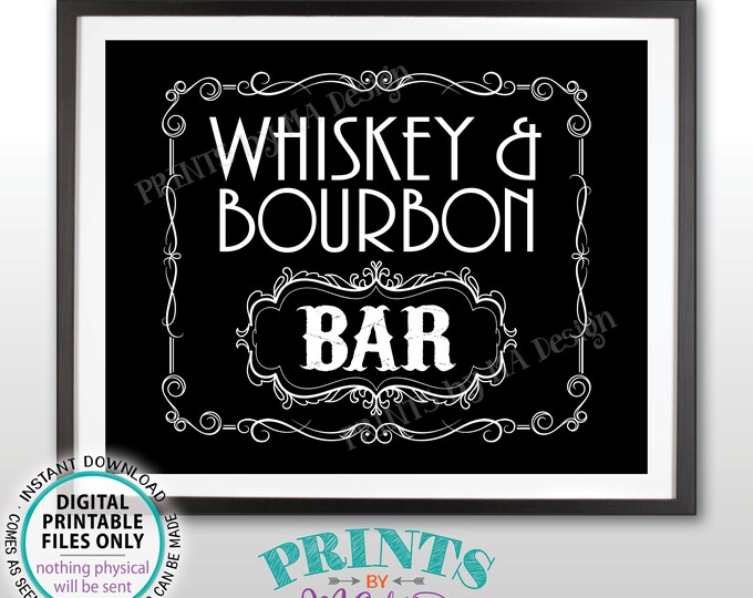 Whiskey & Bourbon Bar Decor, Whiskey and Bourbon Bar Sign, Better with Age Vintage Whiskey Gift Black/White PRINTABLE  8x10/16x20” Sign <ID>