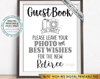 Retirement Party Guestbook Sign, Leave Photo and Best Wishes for the new Reitree Sign, PRINTABLE 8x10” Instant Download Retirement Decor