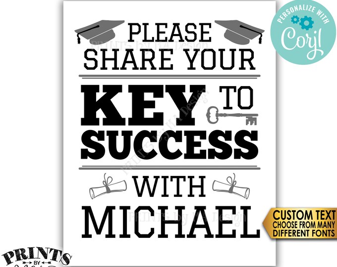 Graduation Advice Sign, Please share your Key to Success for the Graduate, Custom PRINTABLE 8x10/16x20” Grad Sign <Edit Yourself w/Corjl>