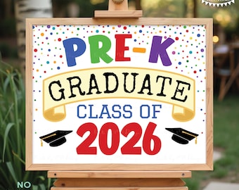 Pre-K Graduate Sign, Class of 2026, Preschool Graduation, Colorful Confetti Style PRINTABLE 8x10/16x20” 2026 Grad Sign <ID>