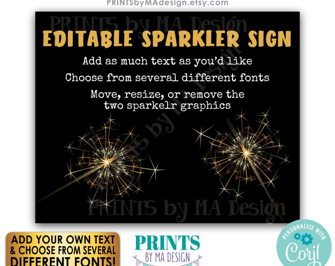 Editable Sparkler Sign, Sparkler Send-Off, Light the Way, Let Love Sparkle, Custom PRINTABLE 16x20" Sign <Edit Yourself with Corjl>