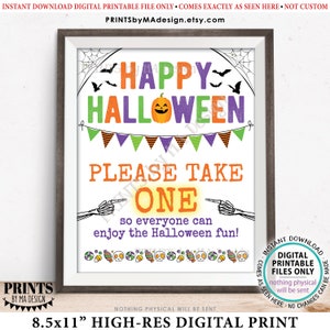 Please Take One Treat Sign, Happy Halloween Trick-or-treat Sign ...