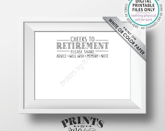 Retirement Wishes Cards, Cheers to Retirement, Memory, Advice, Well Wishes, Retirement Party Activity, PRINTABLE 5x7" Well Wishes Card <ID>