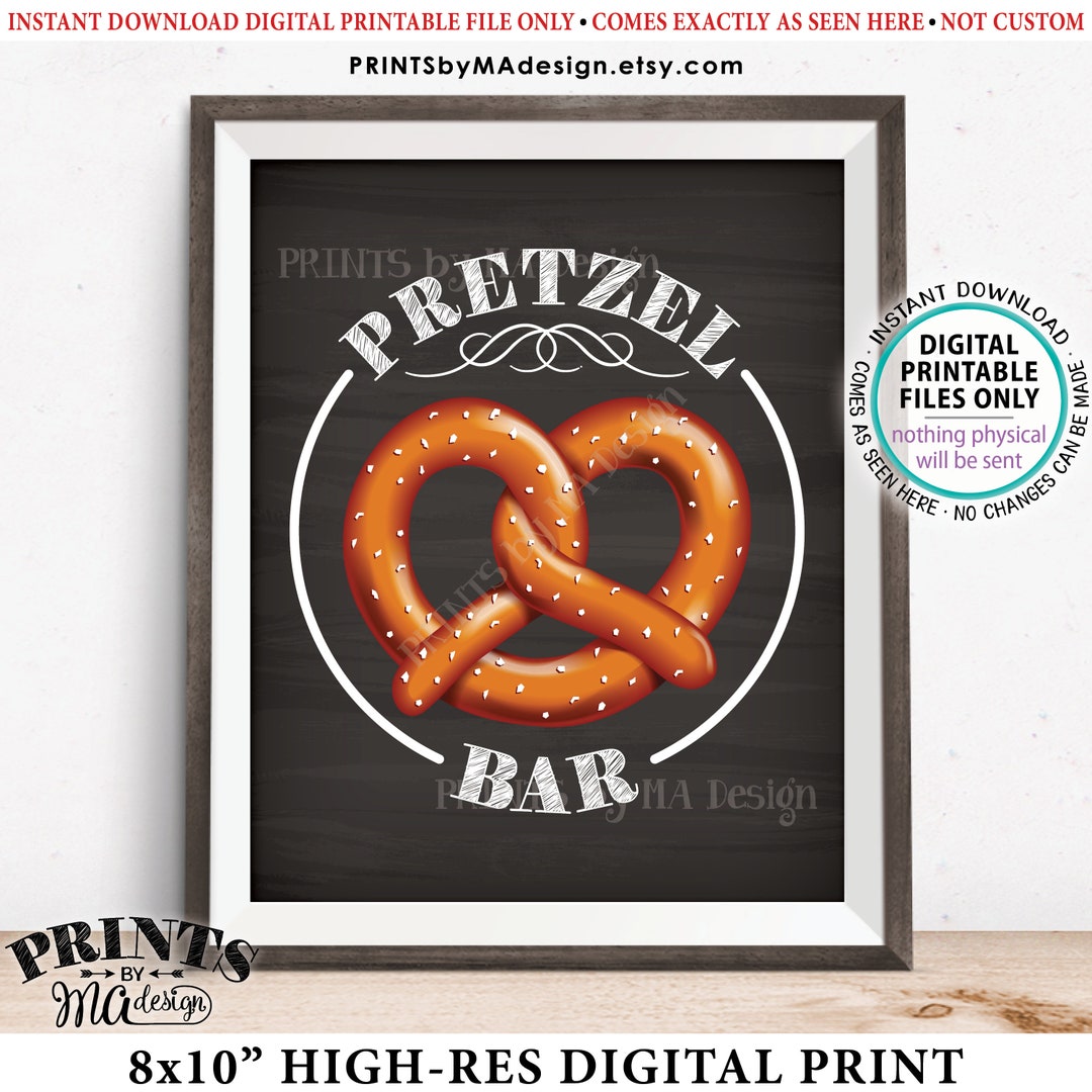 Pretzel Bar Sign, Pretzel Station Party Food, Chalkboard Style ...