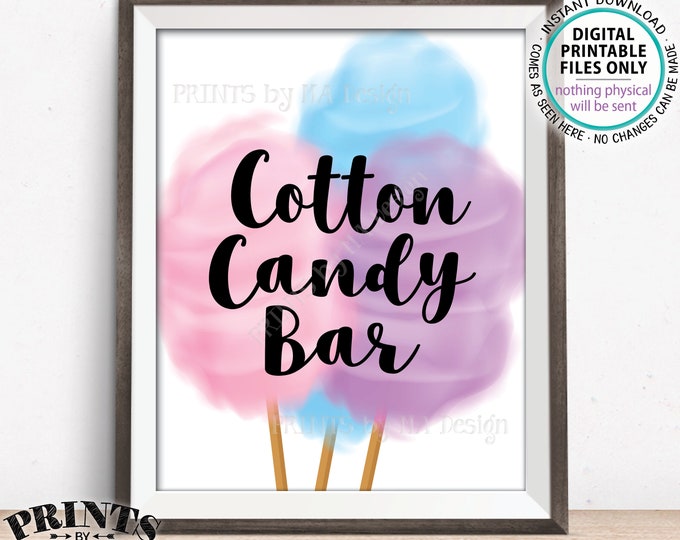 Cotton Candy Sign, Cotton Candy Bar Wedding Decor, Birthday, Graduation Party, Multi-Color Cotton Candy Station, PRINTABLE 8x10” Sign <ID>