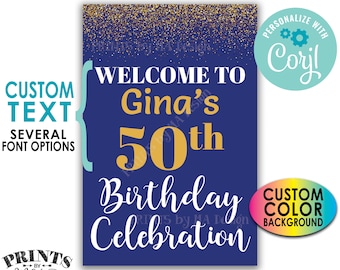 Birthday Celebration Sign, Welcome to the Birthday Birthday, Gold Glitter, Custom PRINTABLE 24x36” Sign <Edit Yourself with Corjl>