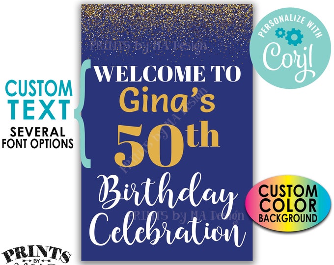 Birthday Celebration Sign, Welcome to the Birthday Birthday, Gold Glitter, Custom PRINTABLE 24x36” Sign <Edit Yourself with Corjl>