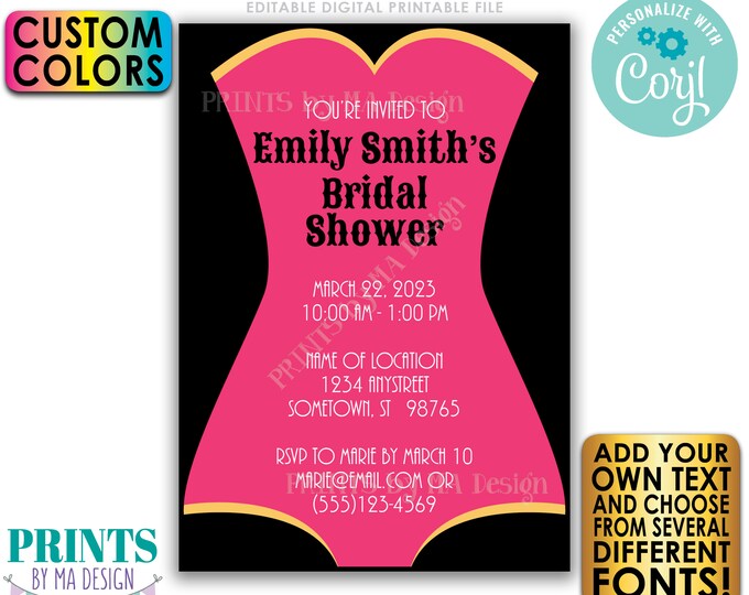 Editable Lingerie Themed Invite, Bridal Shower, Bachelorette Party, Custom PRINTABLE 5x7" Party Invitation <Edit Yourself with Corjl>