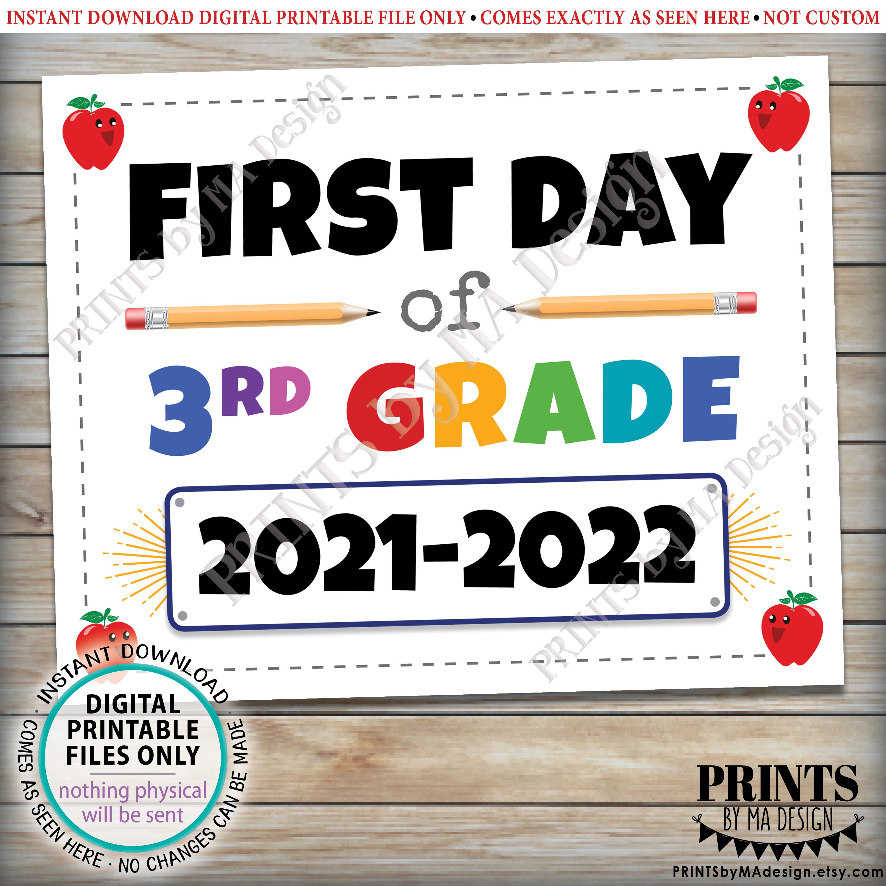 First Day of School Sign, Third Grader, Starting 3rd Grade, 2021-2022