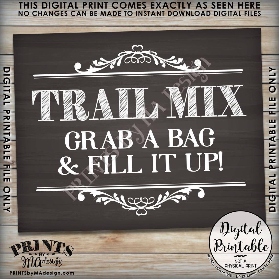 Trail Mix Sign Make Your Own Trail Mix Grab a Bag & Fill It Etsy