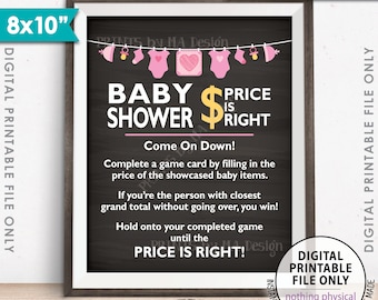 Price is Right Baby Shower Game Sign, Guess the Prices Activity, Price Game, Shower Decor, 8x10” Chalkboard Style Printable Instant Download