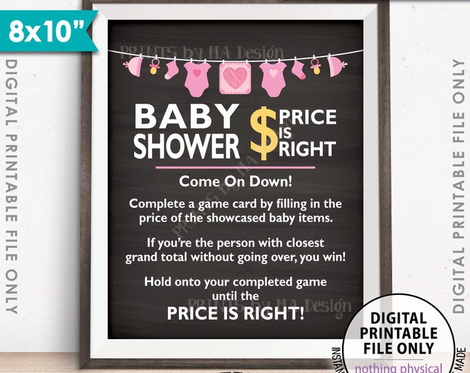 Price is Right Baby Shower Game Sign, Guess the Prices Activity, Price Game, Shower Decor, 8x10” Chalkboard Style Printable Instant Download