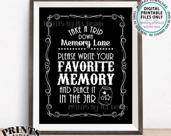 Share a Memory Sign, Trip Down Memory Lane, Share a Favorite Memory, Whiskey Birthday, Graduation, Retirement, PRINTABLE 8x10” Sign <ID>