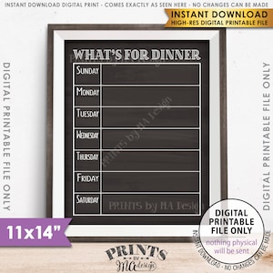 Qu’y a-t-il pour le panneau de menu du dîner, le panneau de cuisine du dîner, le panneau de dîner quotidien, le tableau de menu quotidien, le style de tableau noir 11x14 » IMPRIMABLE Téléchargement instantané