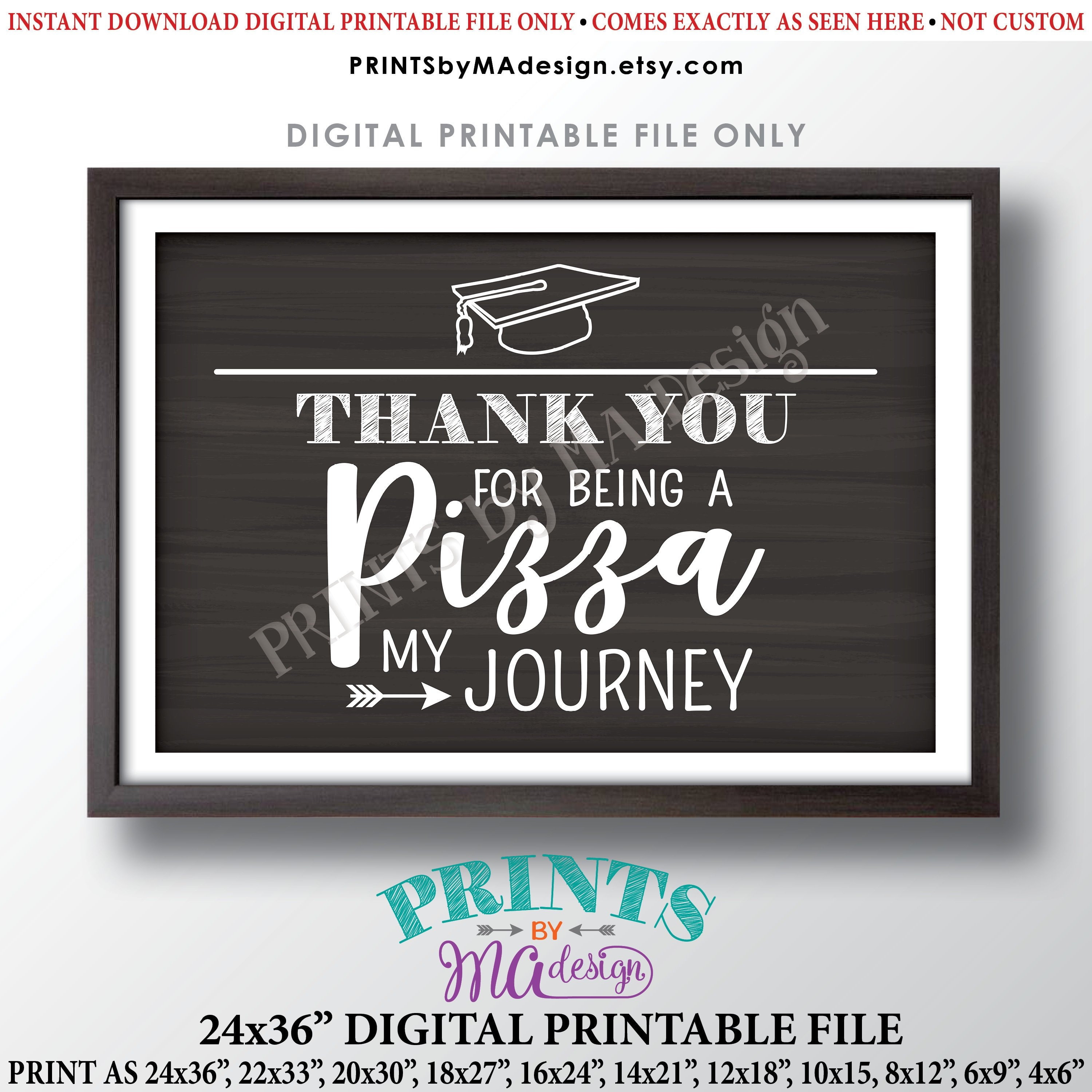 Graduation Party Pizza Sign, Thank You for being a Pizza my Journey