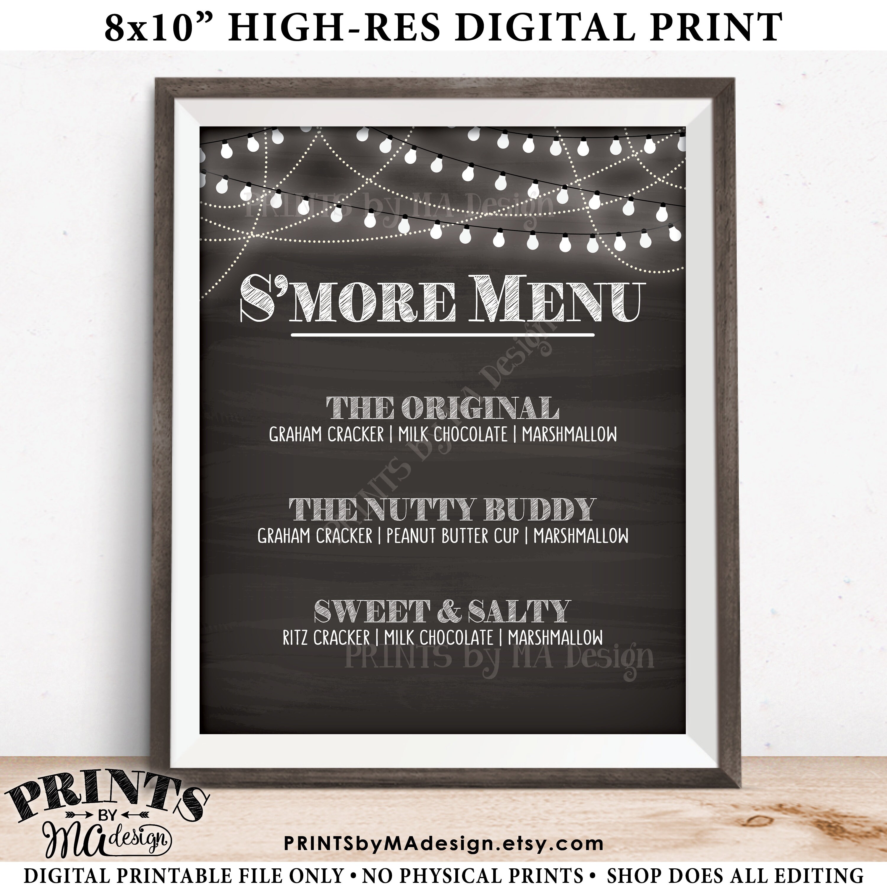 S'more Menu Sign, Wedding S'mores, Make a S'more Bar, Smores Bar