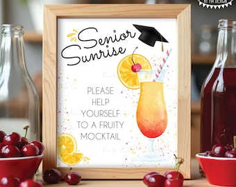 Graduation Signature Drink Sign, Senior Sunrise, Non-Alcoholic Bar Menu, Please Help Yourself to a Mocktail, PRINTABLE 8x10/16x20” Sign <ID>