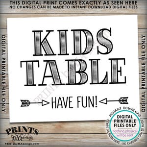 Kids Table Sign, Have Fun Wedding Reception Activities for Kids Table ...