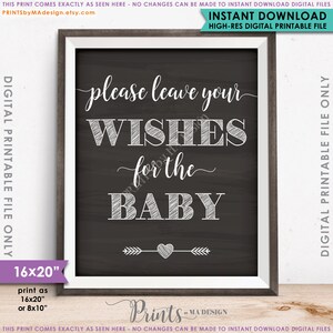 Wünsche für Baby-Zeichen, Baby-Dusche-Dekor, bitte hinterlassen Sie Ihre Wünsche für das Baby, PRINTABLE 8x10/16x20 Zoll Tafel-Stil-Zeichen <ID>