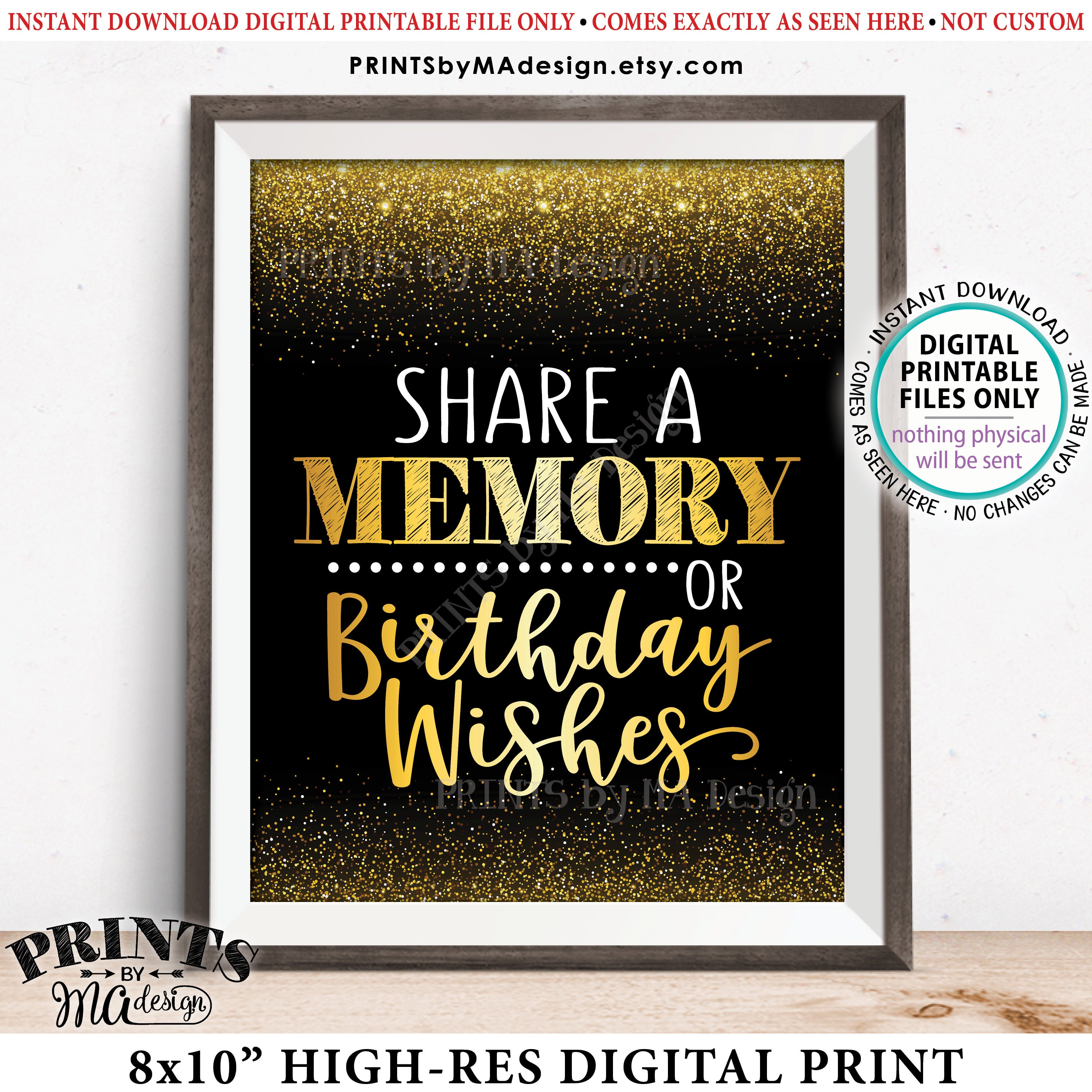 Share a Memory Printable Sign and Card Set | Birthday Wishes | Words of  Love | Wedding | Anniversary | Gold Geometrics | INSTANT DOWNLOAD