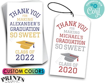 Graduation Party Favor Labels, Graduation is Sweet Treat Goodie Bag Tags or Cards, PRINTABLE 8.5x11" Digital File <Edit Yourself with Corjl>