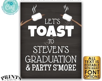 Toast and Party S'more Sign, PRINTABLE 8x10/16x20” Chalkboard Style Sign, Birthday, Retirement, Graduation Party <Edit Yourself with Corjl>