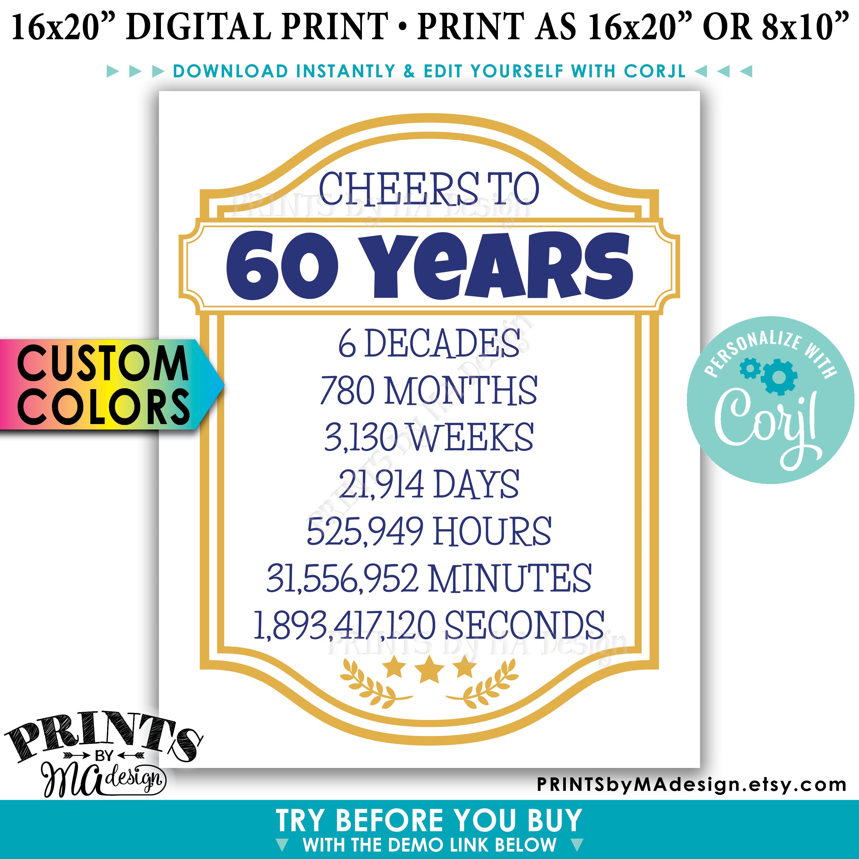Cheers to 60 Years, 60th Birthday, 60th Anniversary, Cheers &amp; Beers ...