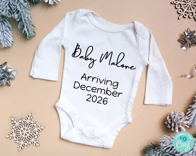 SALE! Editable Pregnancy Announcement, Winter, Christmas, Gender Neutral, Personalize, Custom 8x10" Digital File <Edit Yourself w/Corjl>