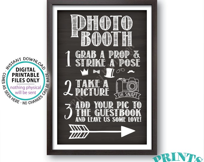 Photobooth Sign, Arrow Right Photo Booth Wedding Sign, Add photo to Guest Book Sign, Guestbook, PRINTABLE 24x36” Chalkboard Style Sign <ID>