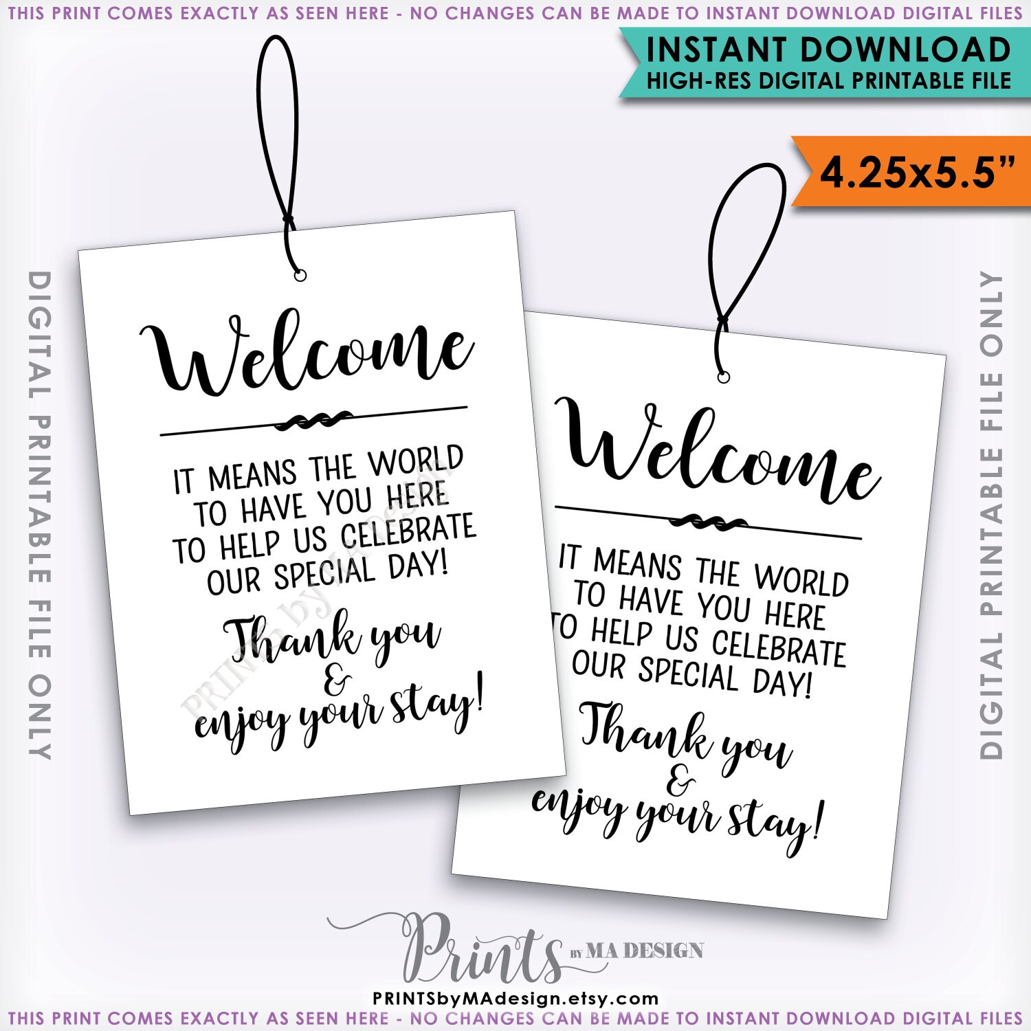 Wedding Welcome Bag Tags Favor Tags Destination Wedding 