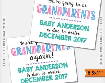 Grandparents Pregnancy Announcement, You're Going to be Grandparents, Grandma and Grandpa, PRINTABLE 8.5x11" Digital FIle