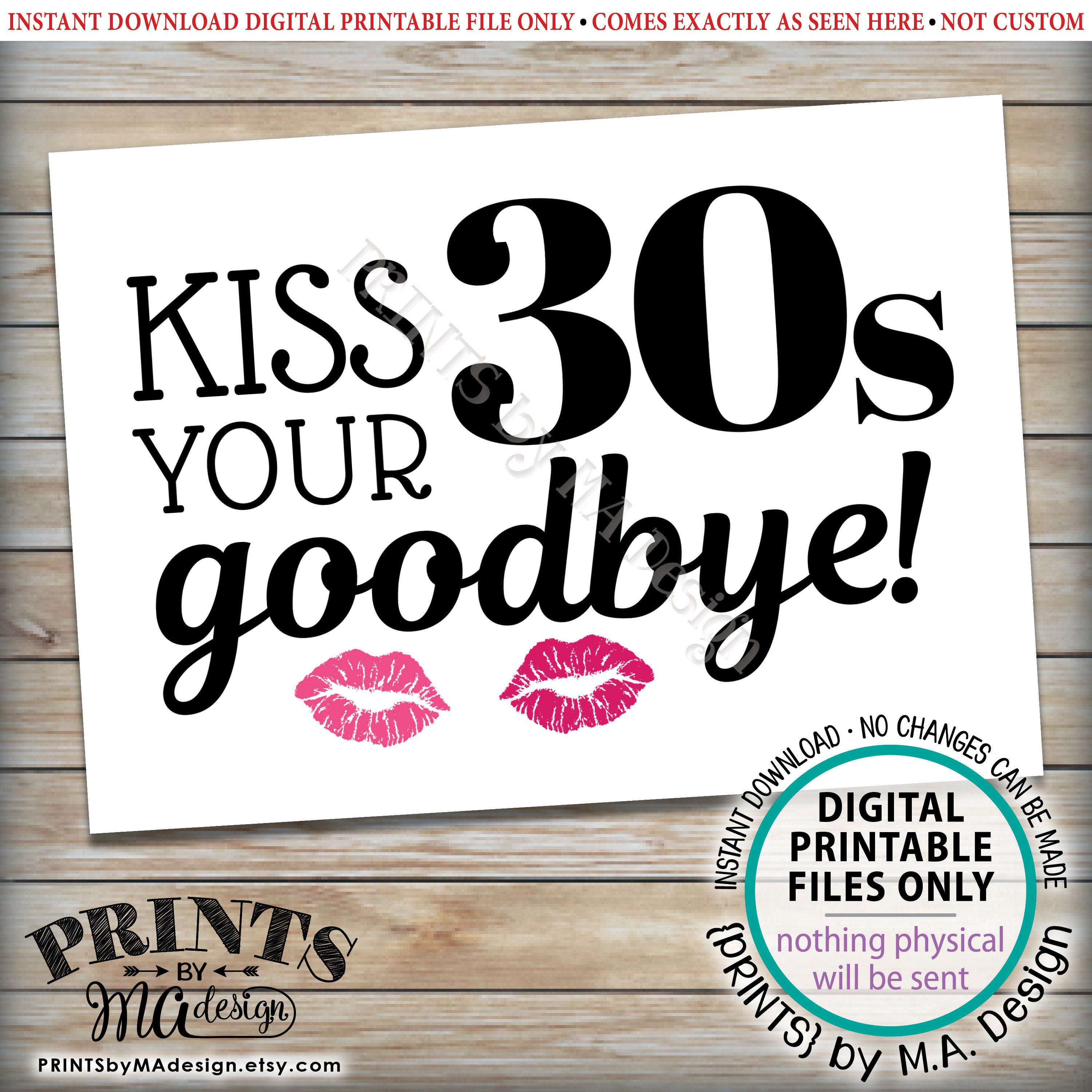 40th Birthday Sign Kiss Your 30s Goodbye Funny 40th Candy Bar Sign 
