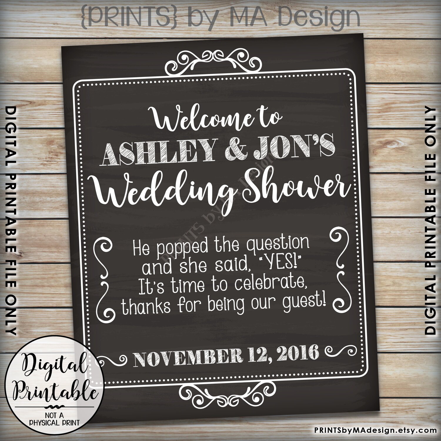 Couples Shower Sign, Personalized Wedding Shower Poster, Custom Couple's Shower Sign