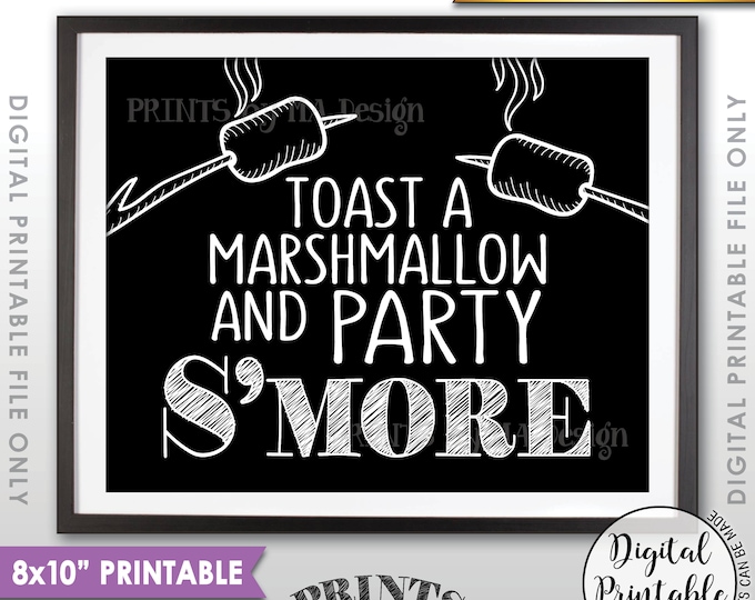 S'more Sign, Party Smore Station, Toast Marshmallows, Roast S'mores Bar, Campfire, Graduation, Wedding, 8x10” Printable Instant Download