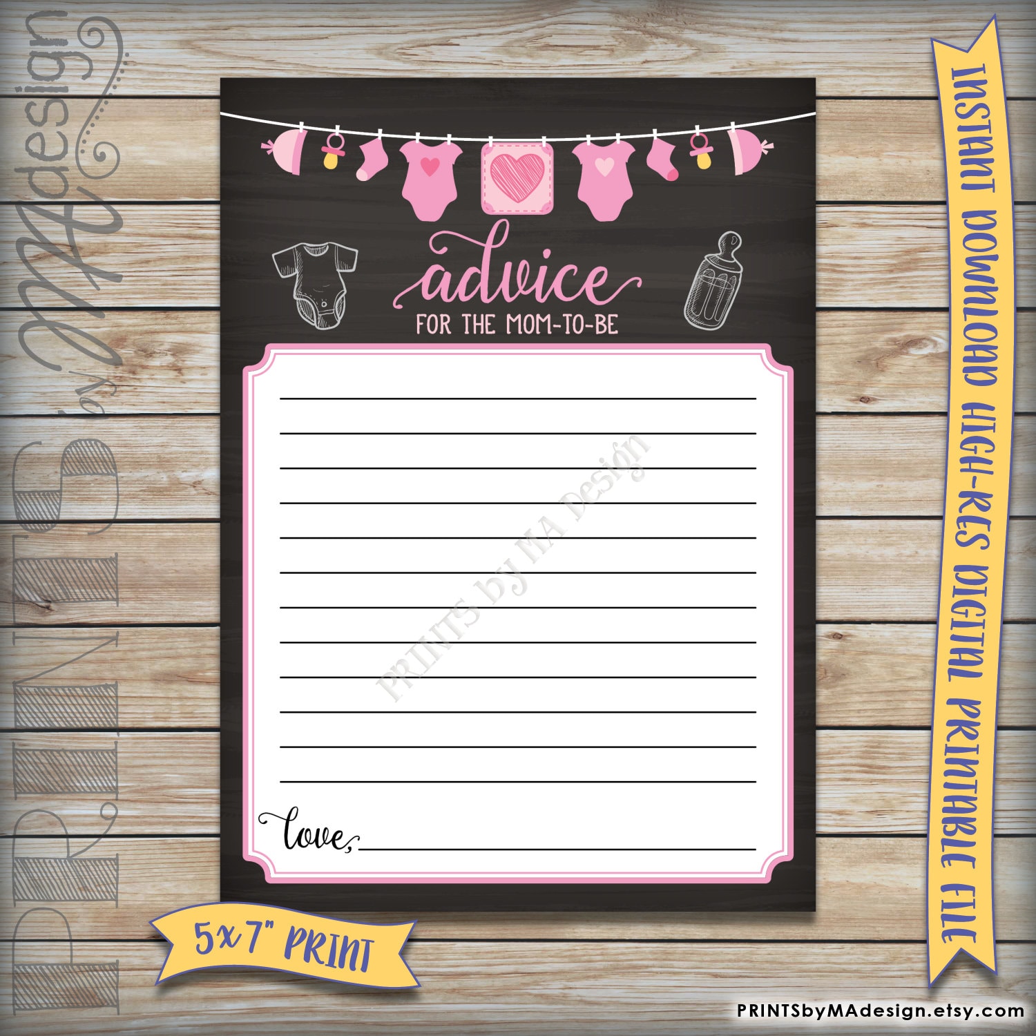 Mom-to-Be Advice Cards, Advice for Mom Baby Shower Activity, Pink Clothesline, Girl, Chalkboard 5x7 Instant Download Digital Printable File mom-to-be-advice-cards-advice-for-mom-baby-shower-activity-pink-clothesline-girl-chalkboard-5x7-instant-download-digital-printable-file