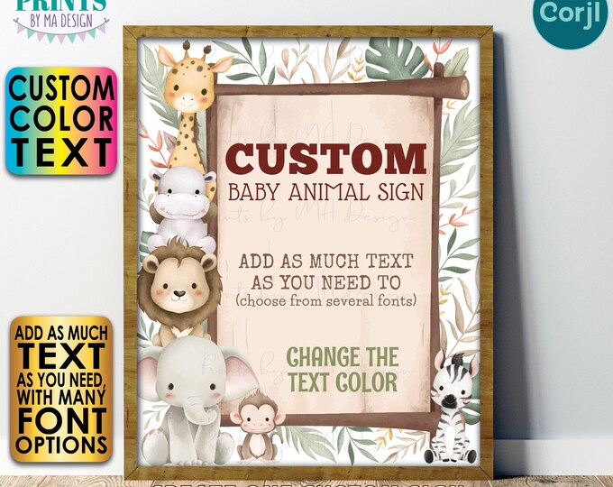 Editable Watercolor Style Baby Animals Sign, Baby Shower, Custom Choose Text, PRINTABLE 8x10/16x20” Sign <Edit Yourself with Corjl>