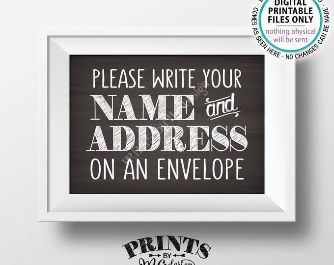 Address an Envelope Sign, Graduation Party, Birthday, Retirement, Wedding Bridal Shower, PRINTABLE 5x7” Chalkboard Style Addressee Sign <ID>