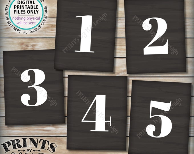Numbers 1 - 5 Signs, 1 2 3 4 5, Groups, Pregnancy Announcement, Birthday Party, Retreat, PRINTABLE 8x10/16x20" Chalkboard Style Signs <ID>