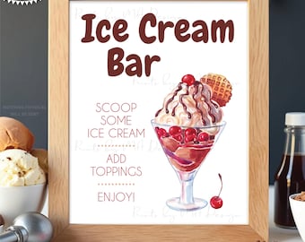 Ice Cream Bar Sign, Create Your Own Sweet Treat, Sundae, Make Your Own Ice Cream Social, Cone, PRINTABLE 8x10/16x20” Party Decoration <ID>