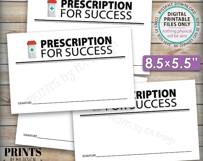 Please Leave Your Prescription for Success, Med School Graduation, Nurse Advice, Retirement, 8.5x5.5" Cards on 8.5x11" PRINTABLE Sheet <ID>