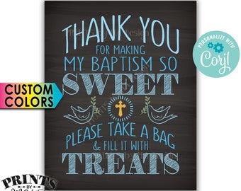 Thank You for Making My Baptism so Sweet Please take a Bag and Fill it with Treats, PRINTABLE 8x10” Sign <Edit Yourself with Corjl>