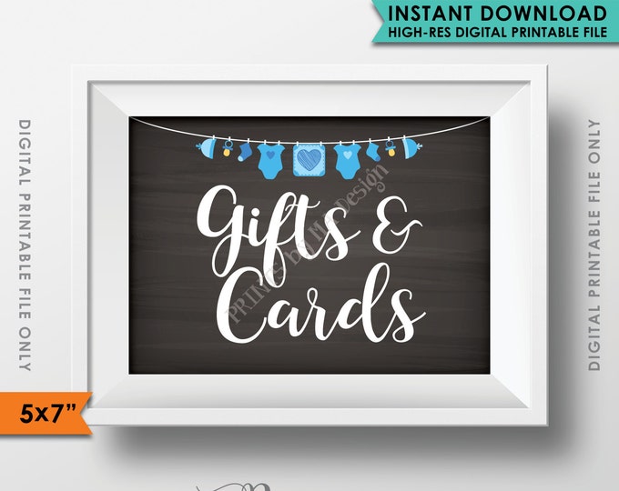 Cards and Gifts Sign, Baby Shower Gift Table Sign, Shower Gifts, Gifts & Cards, It's a BOY 5x7" Chalkboard Style Instant Download Printable